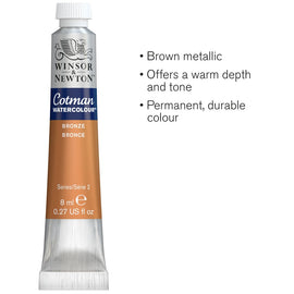 Winsor & Newton Watercolour Paint Cotman 8ml tube Metallic Bronze