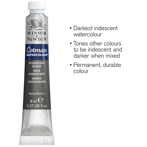 Winsor & Newton Watercolour Paint Cotman 8ml tube Iridescent Black
