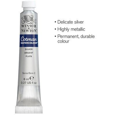 Winsor & Newton Watercolour Paint Cotman 8ml tube Silver