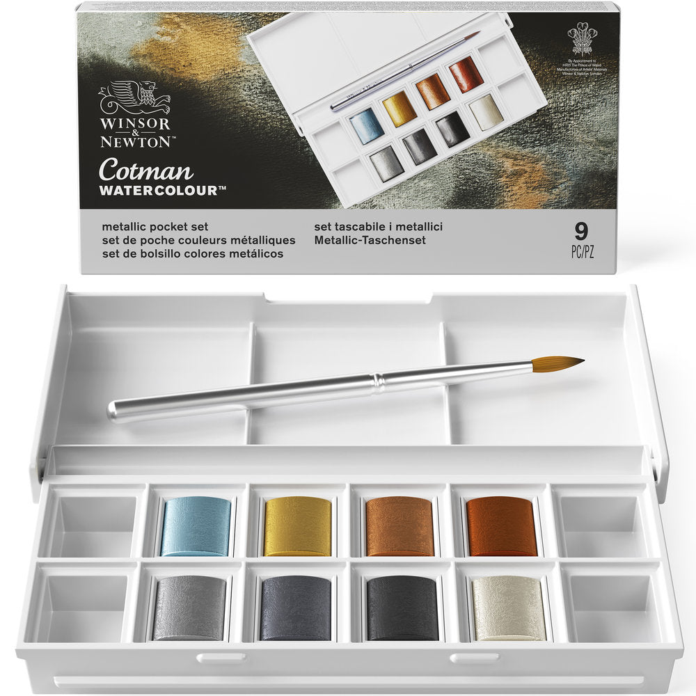 New Winsor & Newton Metallic Cotman Watercolour Half Pan Set