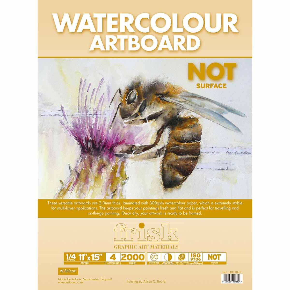 Frisk Watercolour Artboard 1/4 imperial 11 x 15" pack of 4