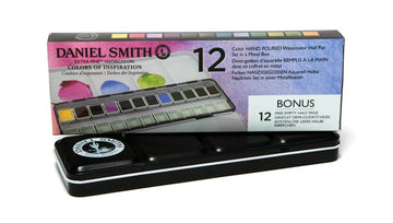 12 Colors of Inspiration HAND POURED Watercolor Half Pan Set in a Metal Box