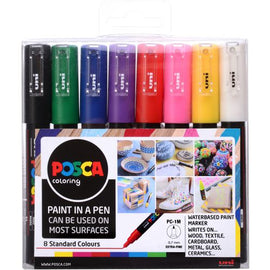 Uni POSCA Marker Bright Set of 8 fine tip pens PC-1M