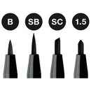 Faber Castell Pitt Artists Pen Set of 4 assorted pens (B SB SC & 1.5) Black-2