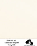 A4 Metallic pearlescent paper which offers a beautiful shimmering, light Ivory Silk, is a lightweight double sided paper. Perfect for flower making, origami and papercutting.