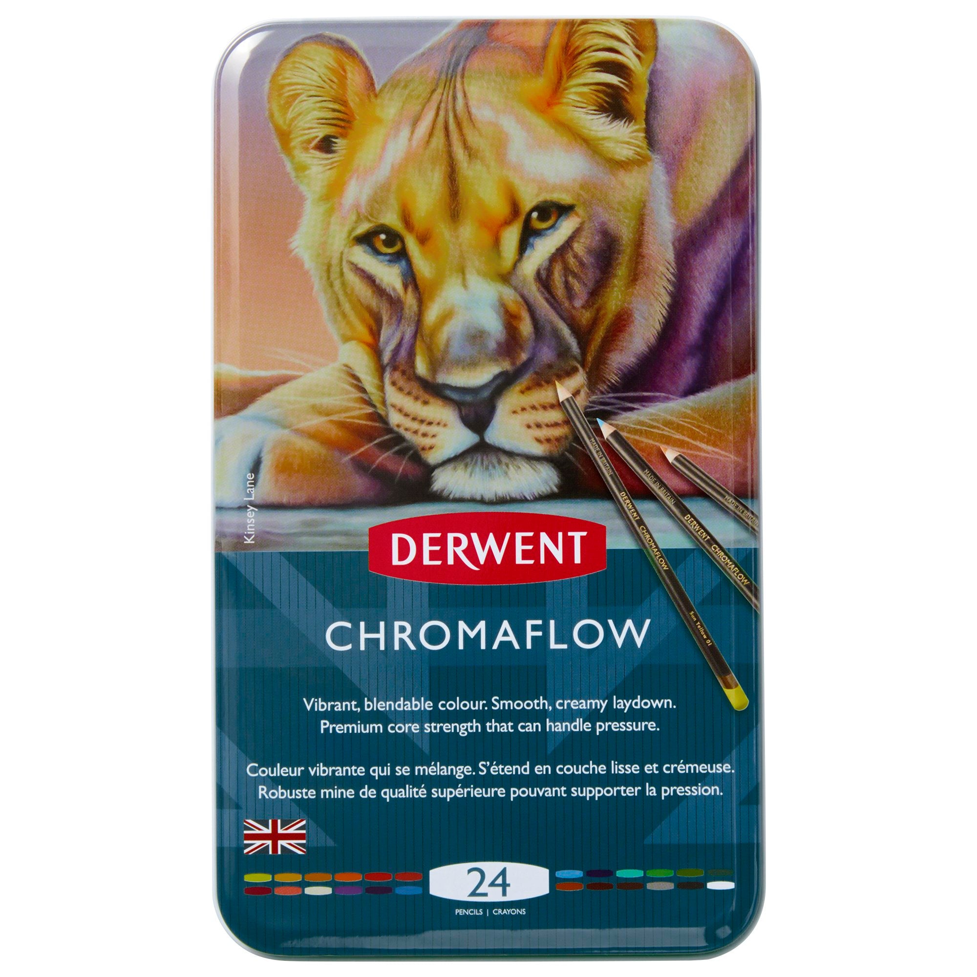 Derwent Chromaflow Coloured Artist Pencils tin of 24