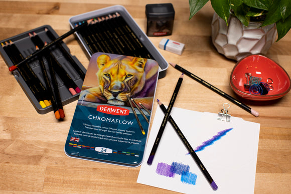 Derwent Chromaflow Coloured Artist Pencils tin of 24