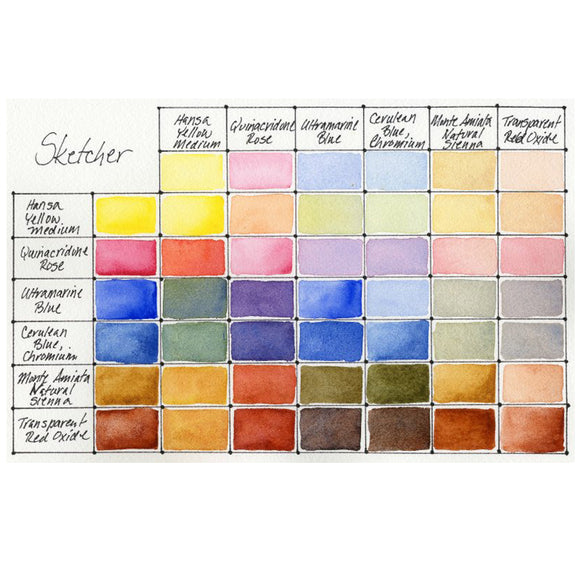 DANIEL SMITH Watercolour Sketcher Paint Set of 6 half pans plus bonus 9 empty half pans