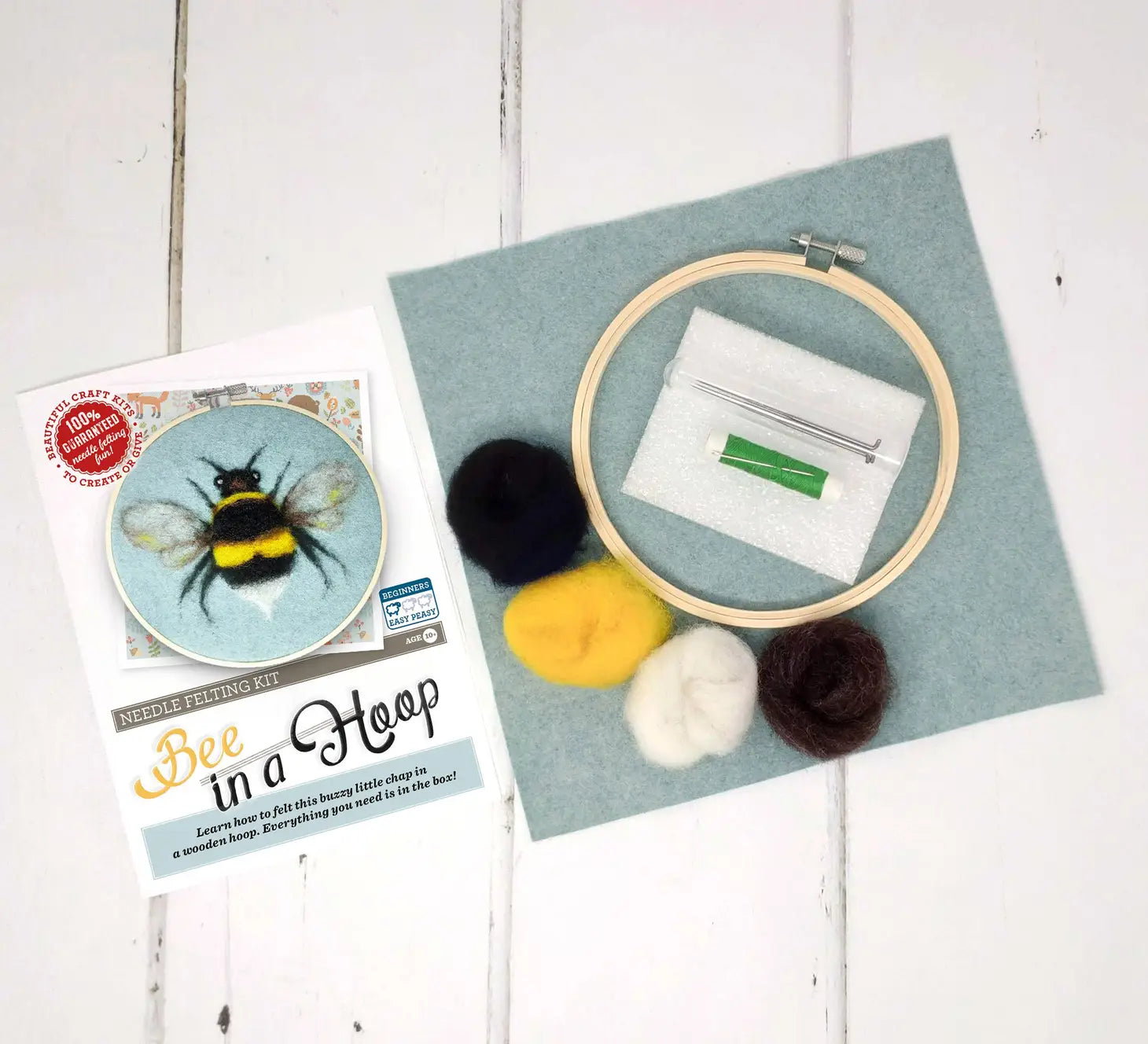 The Crafty Kit Company Bee in a Hoop Needle felting kit