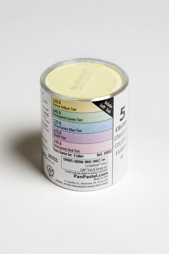 PanPastel 5 Colour Starter Set Tints 30052, soft pastel colours offer a gentle subtle veil of colour. Gorgeous selection of tints with a small selection of application and blending Sofft tools. 