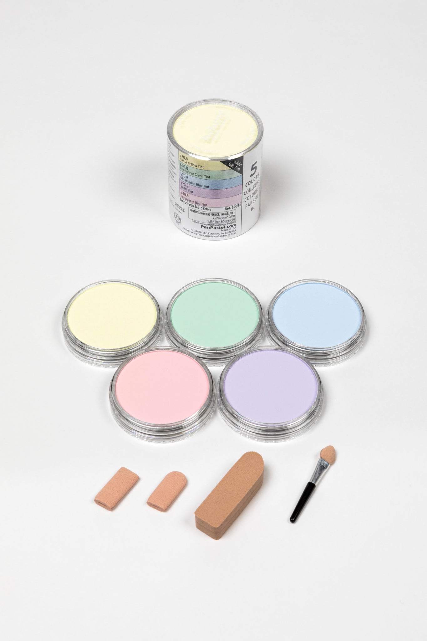 PanPastel 5 Colour Starter Set Tints 30052, soft pastel colours offer a gentle subtle veil of colour. Gorgeous selection of tints with a small selection of application and blending Sofft tools. 