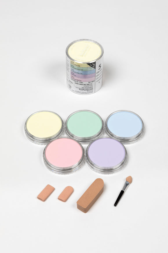 PanPastel 5 Colour Starter Set Tints 30052, soft pastel colours offer a gentle subtle veil of colour. Gorgeous selection of tints with a small selection of application and blending Sofft tools. 