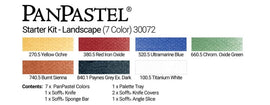 PanPastel Landscape starter set 7  Pans plus Sofft Tools & Tray. This versatile colour combination is perfect for landscape and backgrounds. Includes a great selection of colours