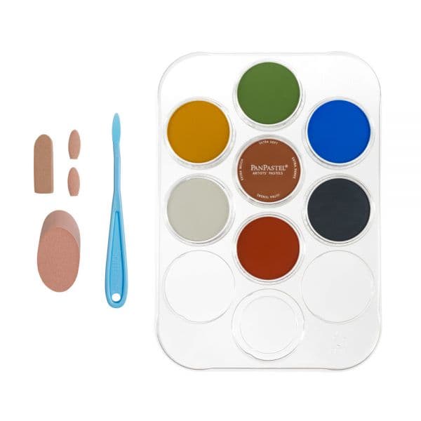 PanPastel Landscape starter set 7  Pans plus Sofft Tools & Tray. This versatile colour combination is perfect for landscape and backgrounds. Includes a great selection of colours
