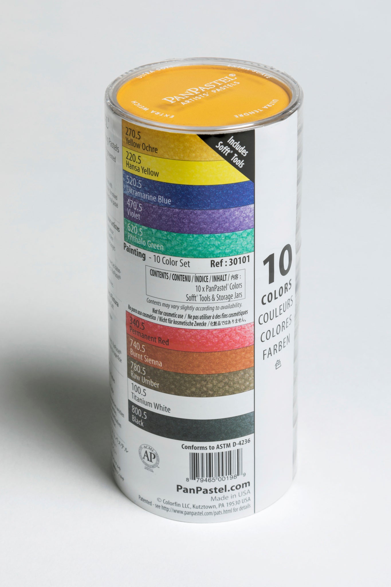 PanPastel 10 Colour Painting set 30101 & Sofft Tools, this is a great colour combination set, includes essential primary colours, plus black and white for tinting and tone, as well as a selection of complementary colours that work well for all subjects and backgrounds