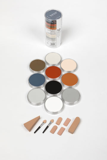 PanPastel Drawing Set 10 colour pans & Sofft Tools Item number 30102. Include a set of Soft mini tools. A great selection of colours from PanPastel, includes essential black and white for tint and tone