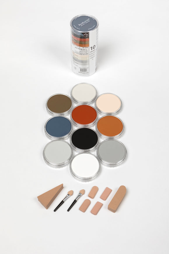 PanPastel Drawing Set 10 colour pans & Sofft Tools Item number 30102. Include a set of Soft mini tools. A great selection of colours from PanPastel, includes essential black and white for tint and tone