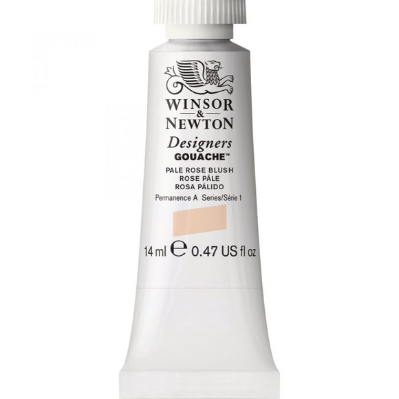 Winsor & Newton Designers Gouache paint 14 mls A warm, opaque colour, Pale Rose Blush is a carefully selected combination of pigments that resembles a blush tone and is suitable as base for many rose-beige blends.