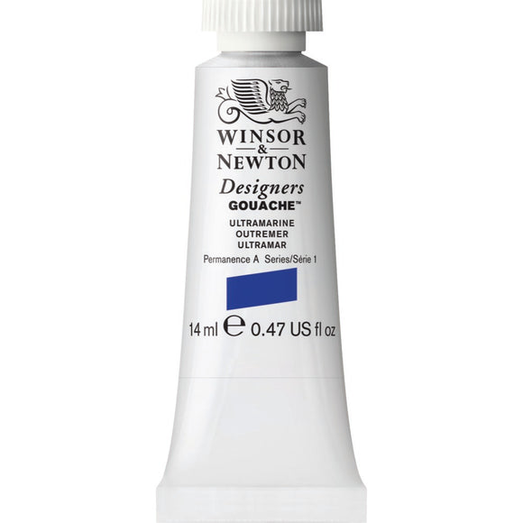 Winsor & Newton Designers Gouache paint 14 mls Brilliant Violet is a dark purple colour. It is an opaque pigment with strong tinting qualities.