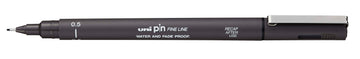 Uni Pin Fine Line Dark Grey Waterproof Drawing Pen. The Uni Pin pen range uses fade proof, waterproof pigment ink