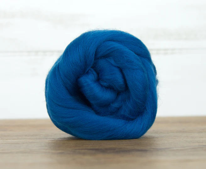 World of Wool Merino 23mic Wool Top Aquamarine Blue 100g