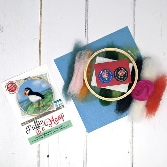 Puffin in a Hoop Needle Felting Craft Kit