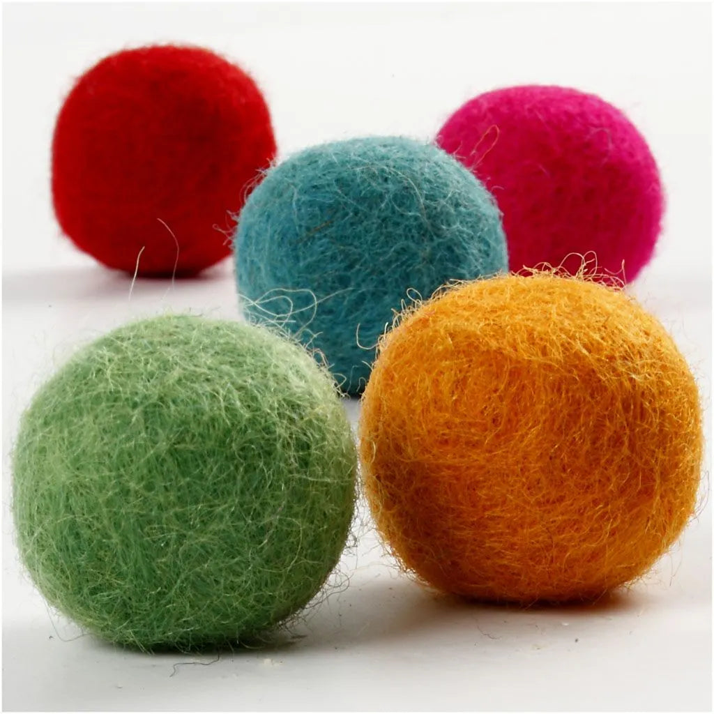 Felted balls mixed pack of 64 bright colours