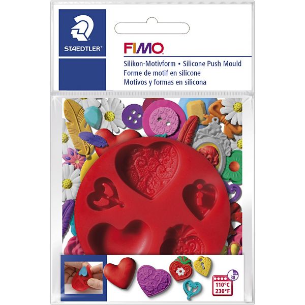 FIMO : Silicone push mould : Hearts mould