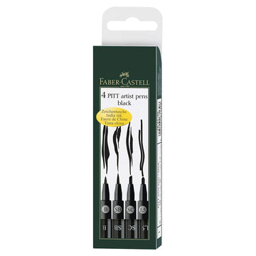 Faber Castell : Set of 4 Pitt artists pens in wallett