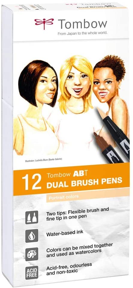 Tombow ABT Dual Brush Pens Portrait Colours a beautiful mix of Portrait colour set, Brush Pen with two tips