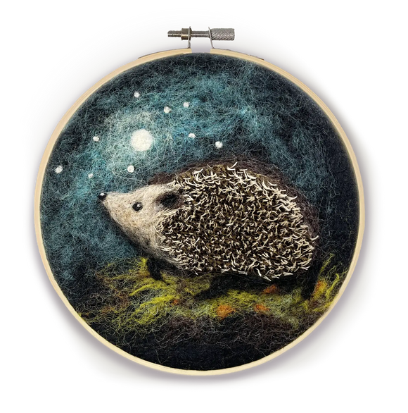 The Crafty Kit Company Hedgehog in a Hoop Needle Felting Craft Kit