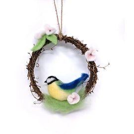 The Crafty Kit Company Blue Tit Wreath Needle felting kit