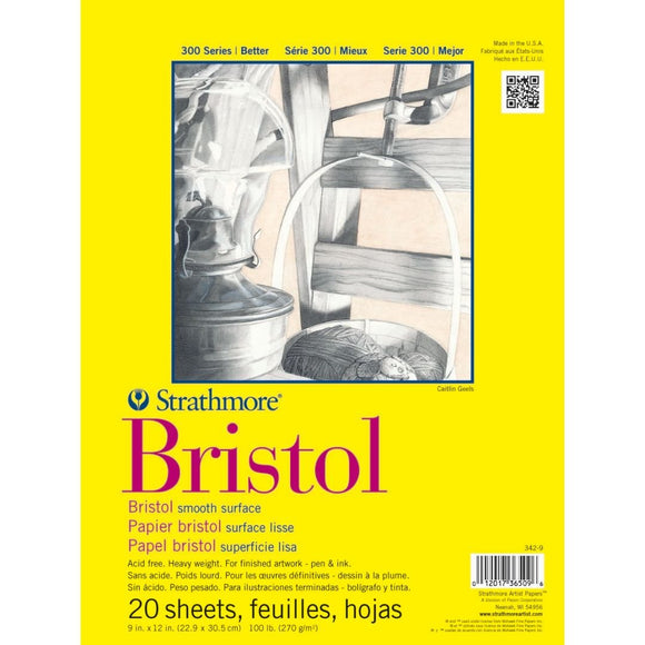 Strathmore 300 Series: Bristol Paper Pad  9X12" (22.86 x 30.48cm)20 sheets of Smooth
