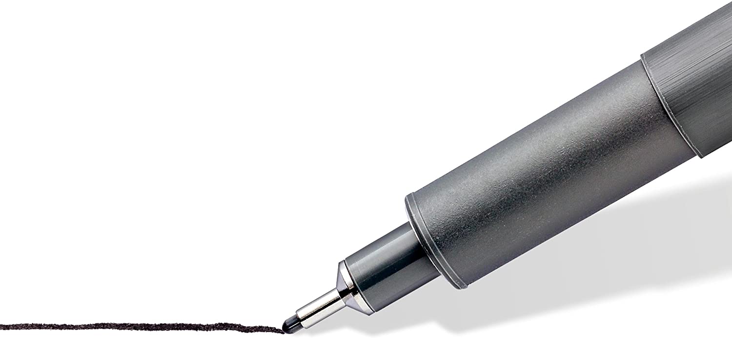 Staedtler Pigment Liner Fineliner Pens with Assorted Line Width - Black (Set of 7)  plus free pencil