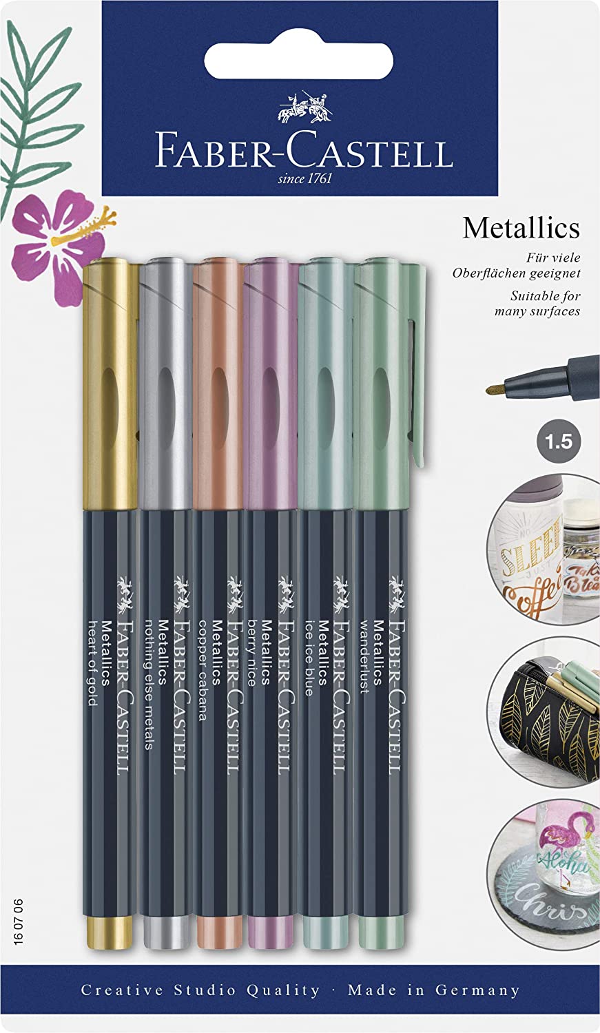 Faber Castell Metallic Marker Pens Pack of 6