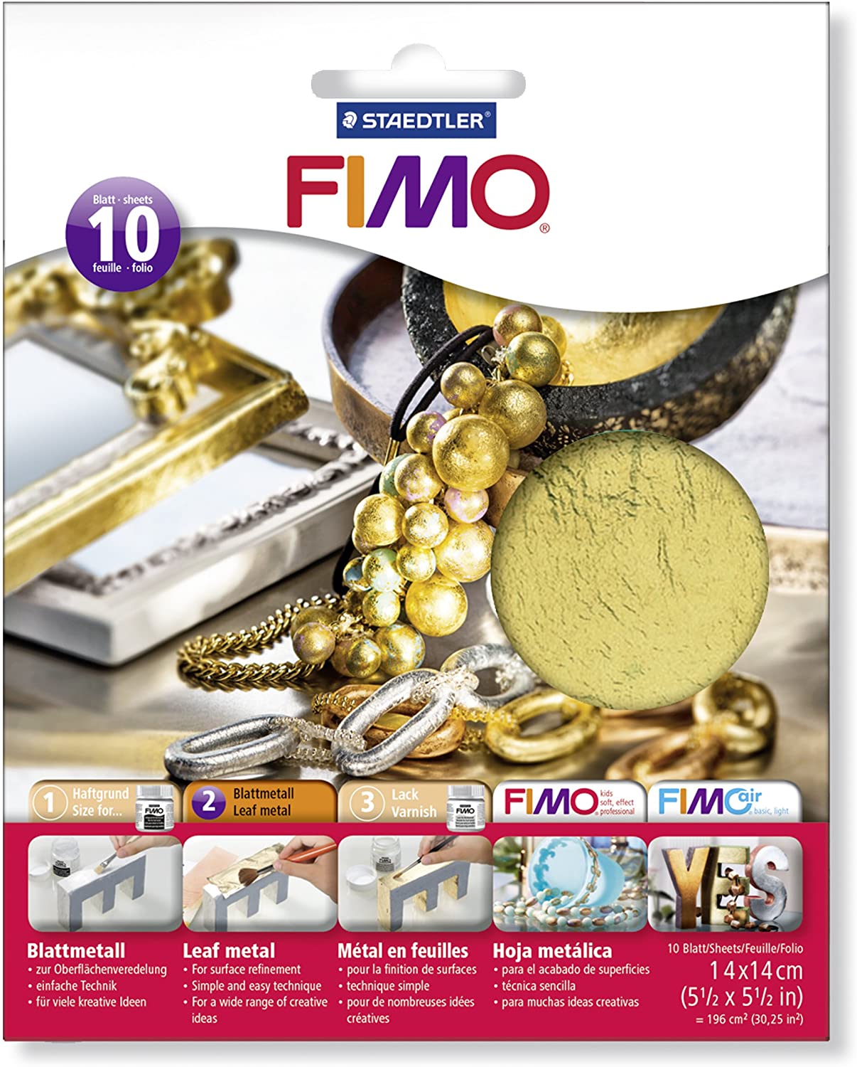 FIMO Metal leaf effect 10 sheets Gold