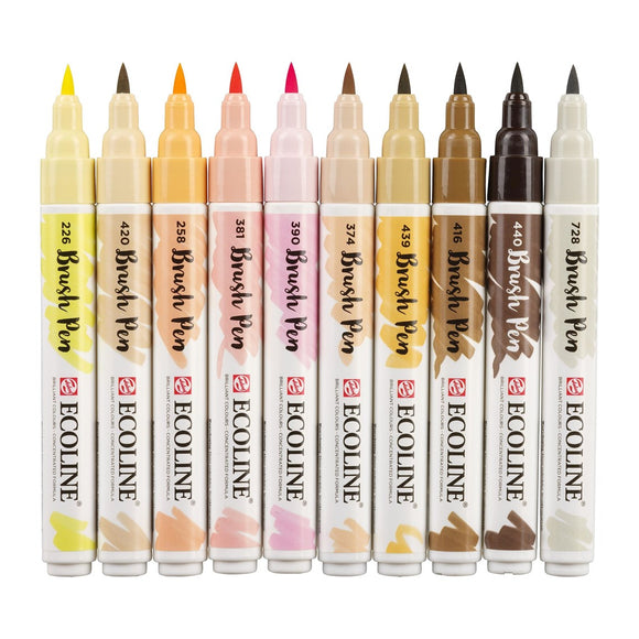 Ecocline Brush Pens Portrait set of 10 skin tones