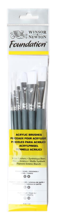 Winsor & Newton Foundation Watercolour  Synthetic Brush Set Short Handle  6 Pack