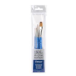 Winsor & Newton Cotman Watercolour Brush Set of 5 Includes, Rigger, Round  & Flat - 0