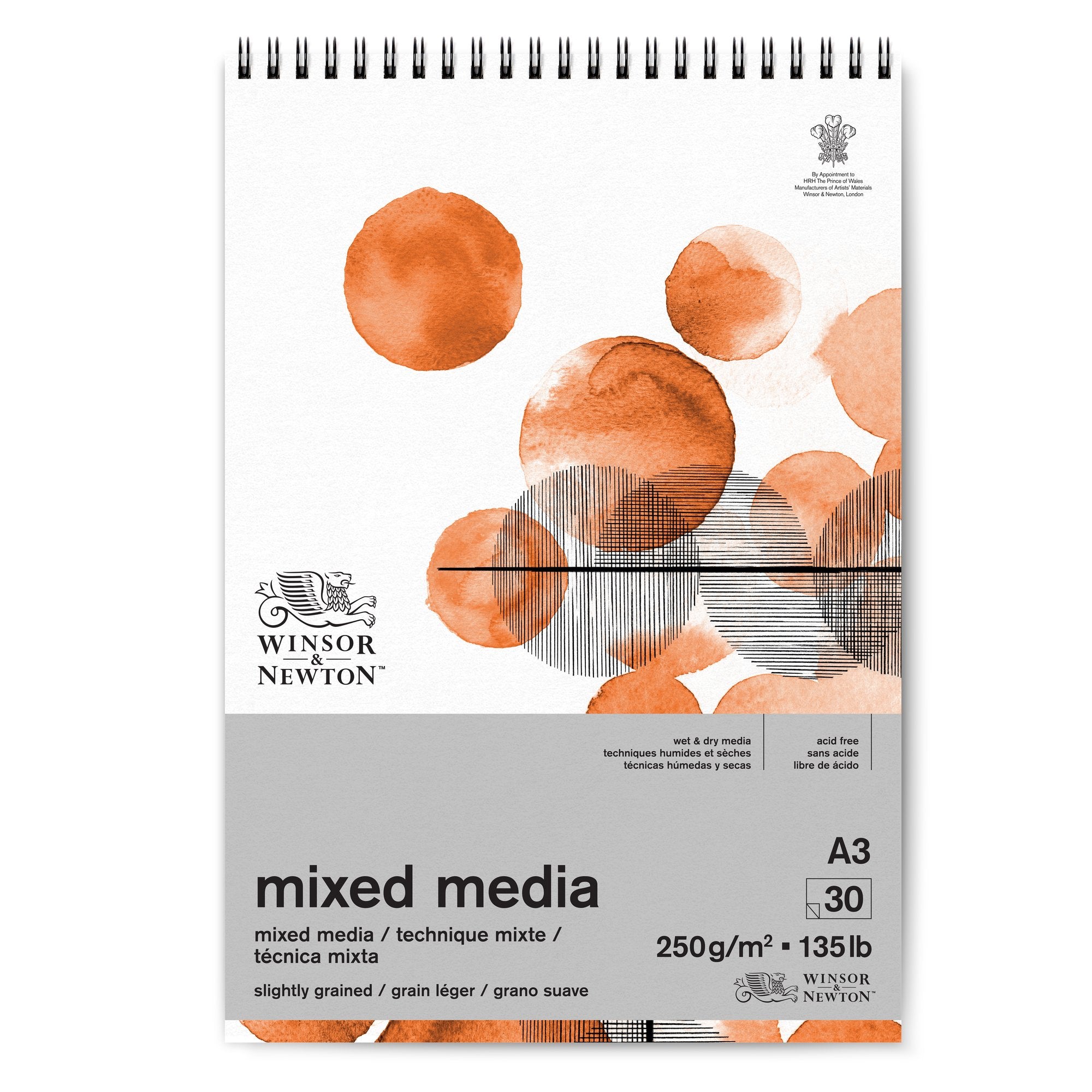 Winsor & Newton Mixed Media Spiral Pad 250g x 30 sheets A3