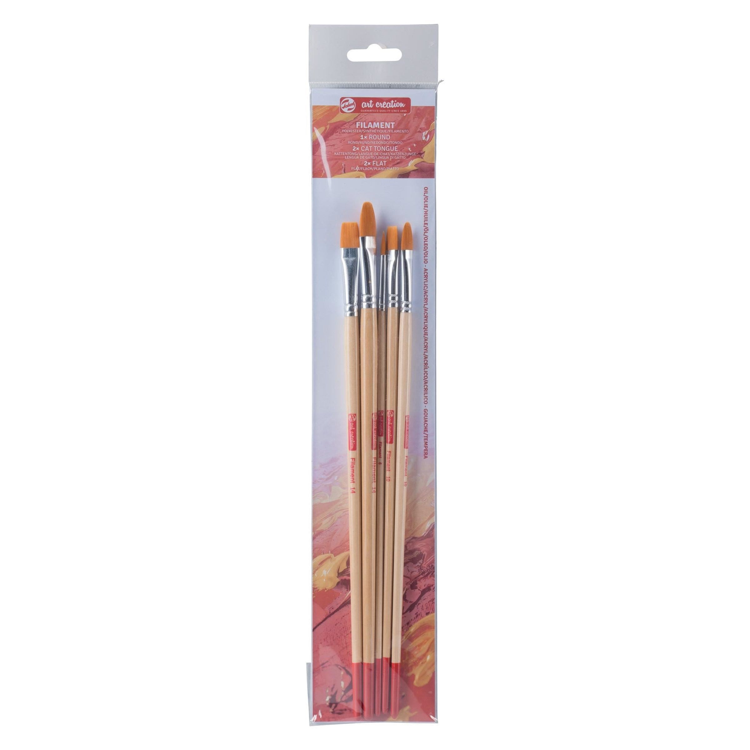 Creation Talens Long Handle Synthetic mixed brushes pack 5