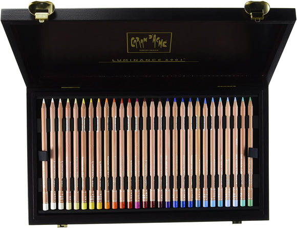 Caran d'Ache Luminance Wooden Box Gift Set of 76 Artist Pencils + 4 repeat colours + 2 full blenders & 2 Grafwood pencils FREE SPECIAL DELIVERY