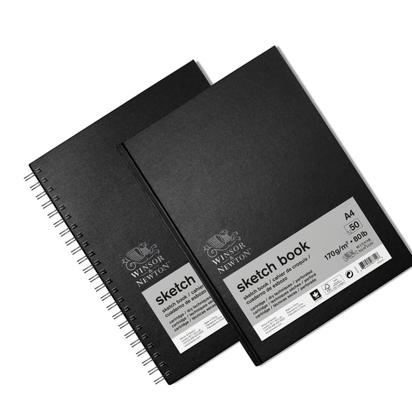 Winsor & Newton Hard backed Spiral Bound Sketch Book 50 Sheets A4