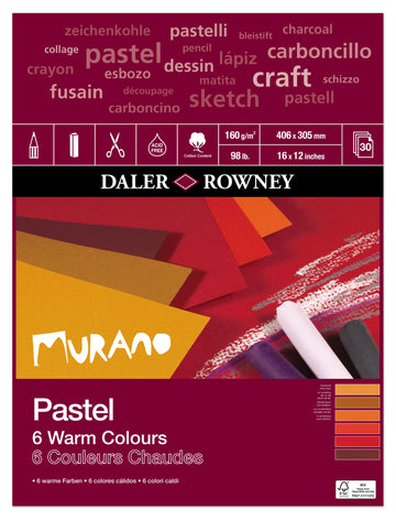 Daler Rowney Murano Pastel Paper Warm colour pad 16 x 12 inches x 30 sheets
