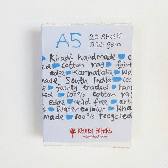 Khadi Handmade Cotton Paper 320gsm A5  x 20 sheets A52W