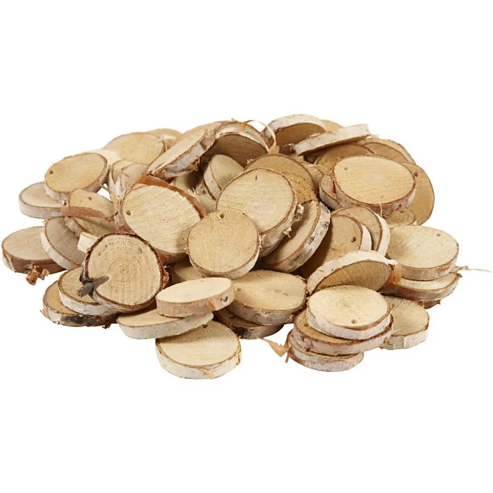Wood log slices large mixed pack 500g approximately 70-80 slices (35-45mm diameter)