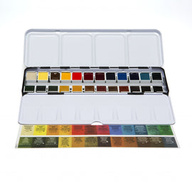 DANIEL SMITH Watercolour Paint Set of 24 half pans plus bonus 24 empty half pan box