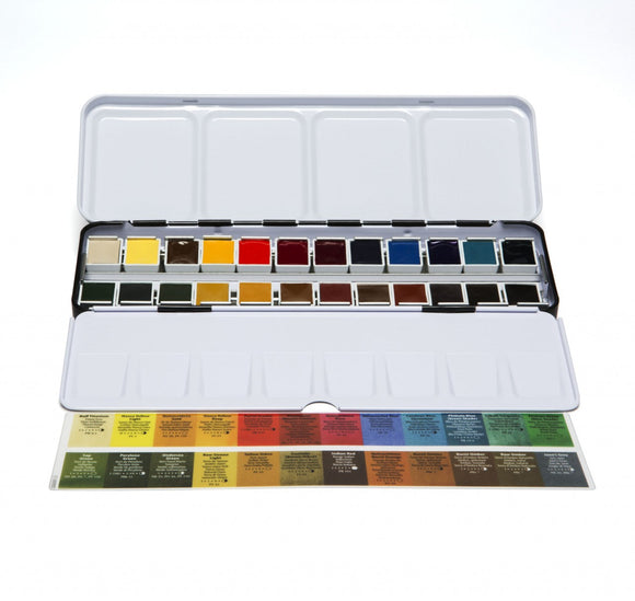 DANIEL SMITH Watercolour Paint Set of 24 half pans plus bonus 24 empty half pan box