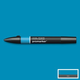 Aegean blue, Winsor & Newton Promarker alcohol pen, perfect for fine artists and illustrators. New design pens with a double end, each pen has a fine bullet point and a broad chisel nib, which allows you to easily switch between shading larger areas and precision detailing. Superb alcohol-based streak-free coverage so you can achieve flawless, print-like results.  