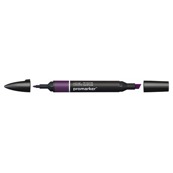 Aubergine Winsor & Newton Promarker alcohol pen, perfect for fine artists and illustrators. Use with colour pens for blending and effects. New design pens with a double end, each pen has a fine bullet point and a broad chisel nib, which allows you to easily switch between shading larger areas and precision detailing. Superb alcohol-based streak-free coverage so you can achieve flawless, print-like results.     